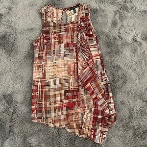 WHBM Shades of Red Cascading Asymmetrical Sleeveless Blouse